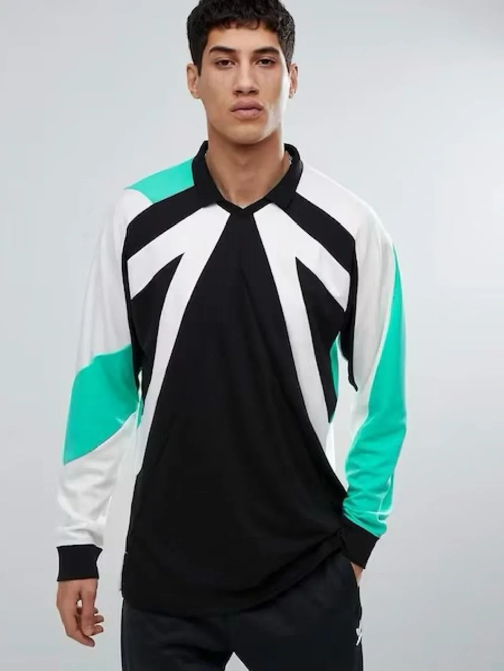 Adidas EQT 18 Black and Green Long Sleeve Shirt Medium